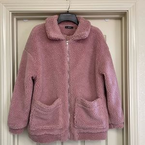 Shein Dusty Rose Sherpa Teddy Jacket